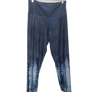 onzie high rise solid tie dye blue leggings